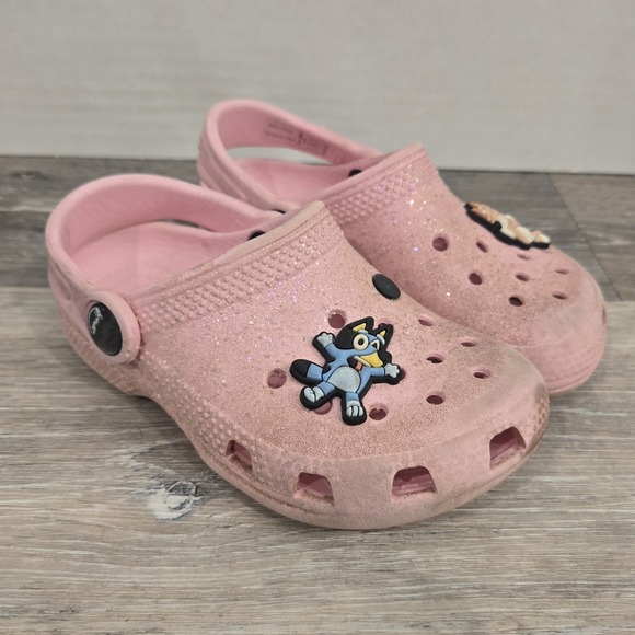 Crocs Classic Clogs Pink Glitter‎ Size C8 toddler Play condition - Picture 4 of 9